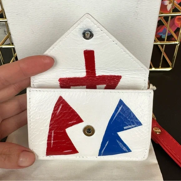 BALENCIAGA Graffiti leather compact wallet wristlet with keychain charm - Picture 7 of 14